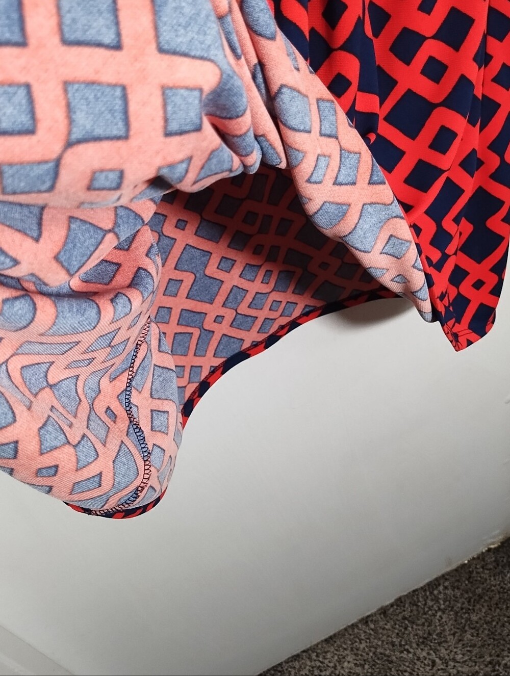 Liz Claiborne Dress Women's L Coral Blue Geometric Print Belted Faux Wrap - Picture 9 of 12